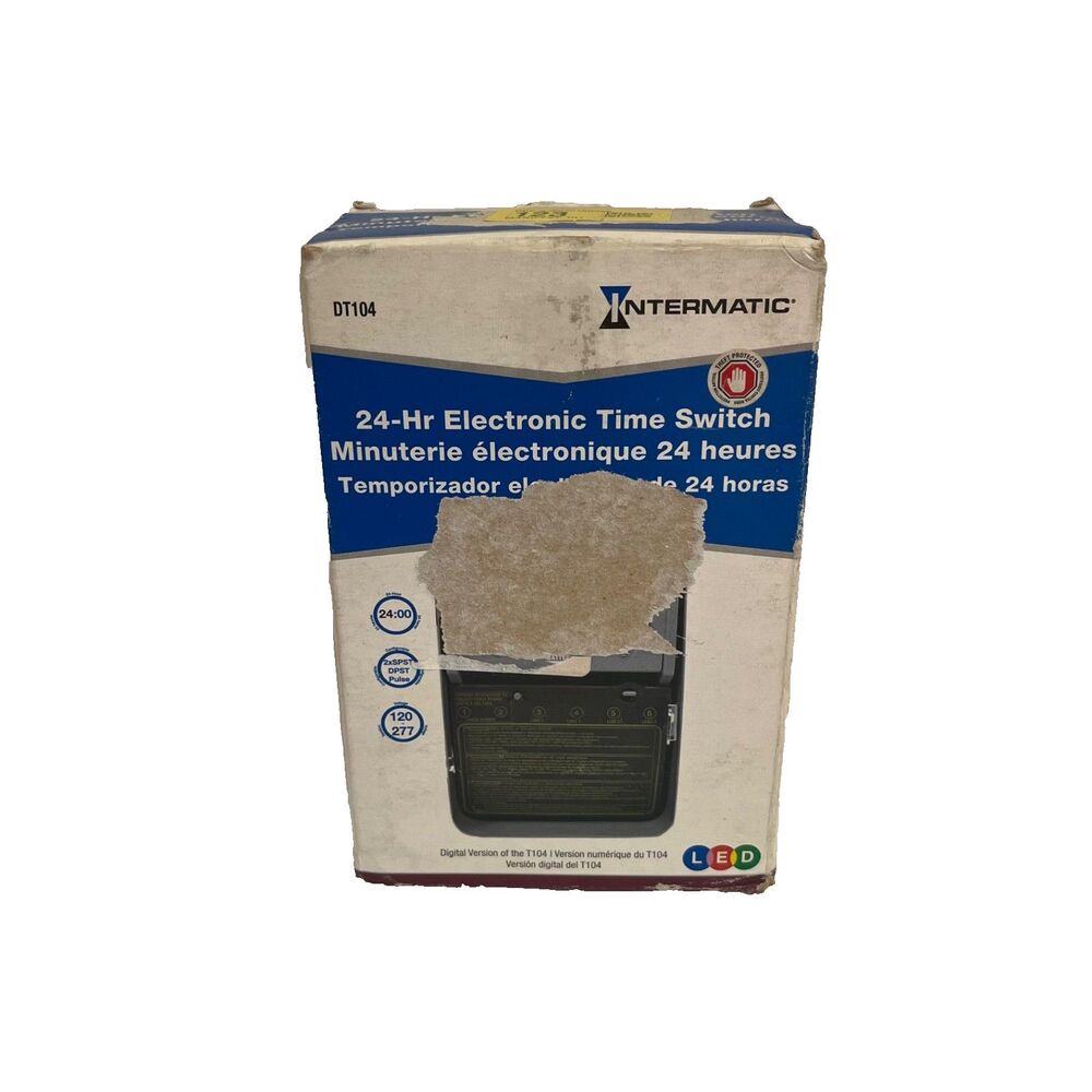 Intermatic DT104 24 Hour Electronic Time Switch Double Pole 20 Amp 120/277V NEW